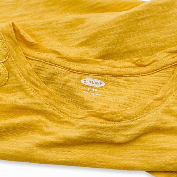 Old Navy Yellow Cold Shoulder Tee Girls XL Women S Lace Boho Top - Picture 4 of 8